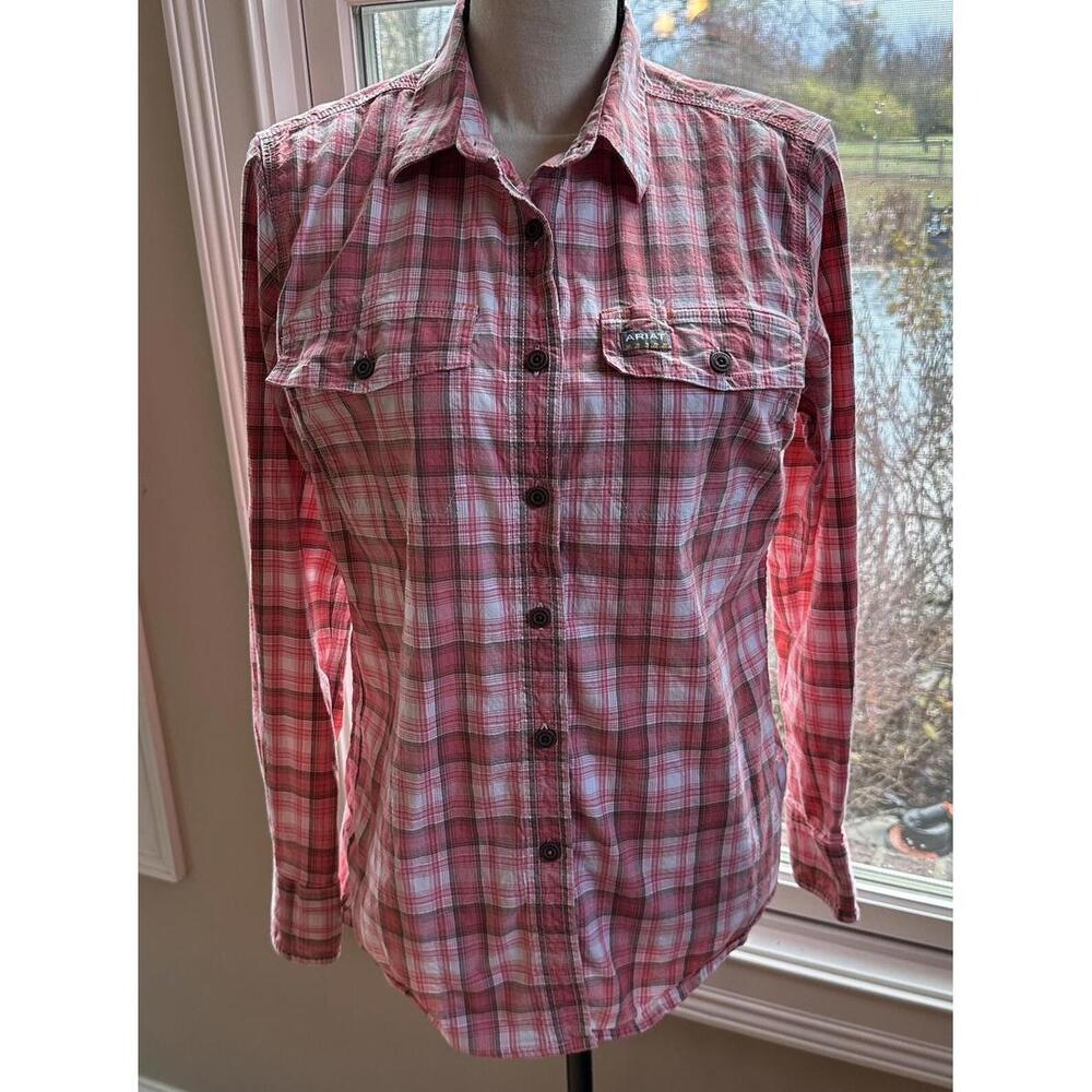 Ariat Shirt Women's S Smal Rebar Button Up Plaid‎ Pink Work Western Button Up